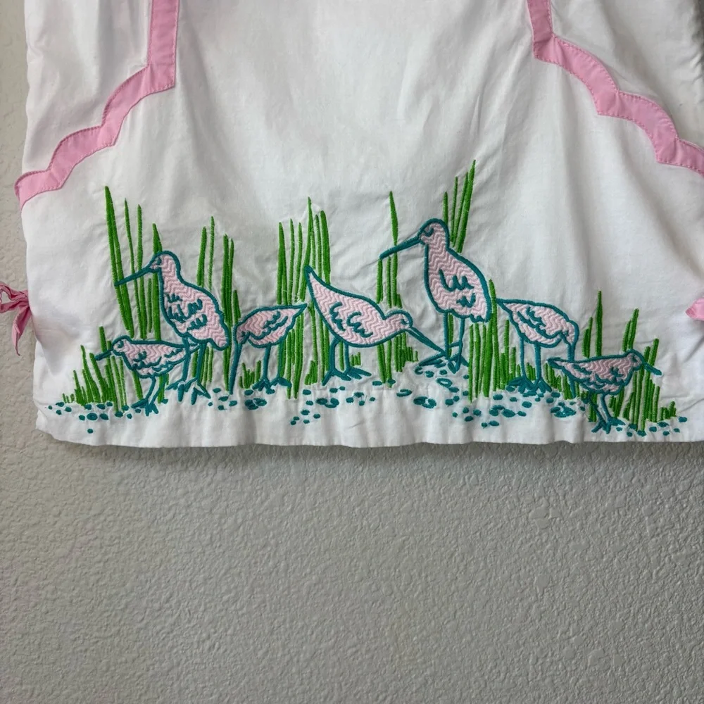 LILLY PULITZER Girls Size 8 Shift Dress White Embroidered Birds Beach Coastal - Picture 4 of 12